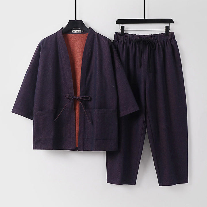 Unisex Kimono-Jacke und lockere Bundhose im Denim-Look Echoarchiv