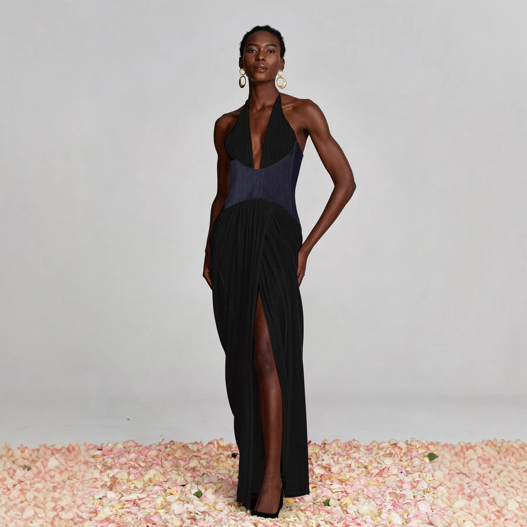 Damen Abendkleid mit tiefem Ausschnitt und tailliertem Design Echo Archiv