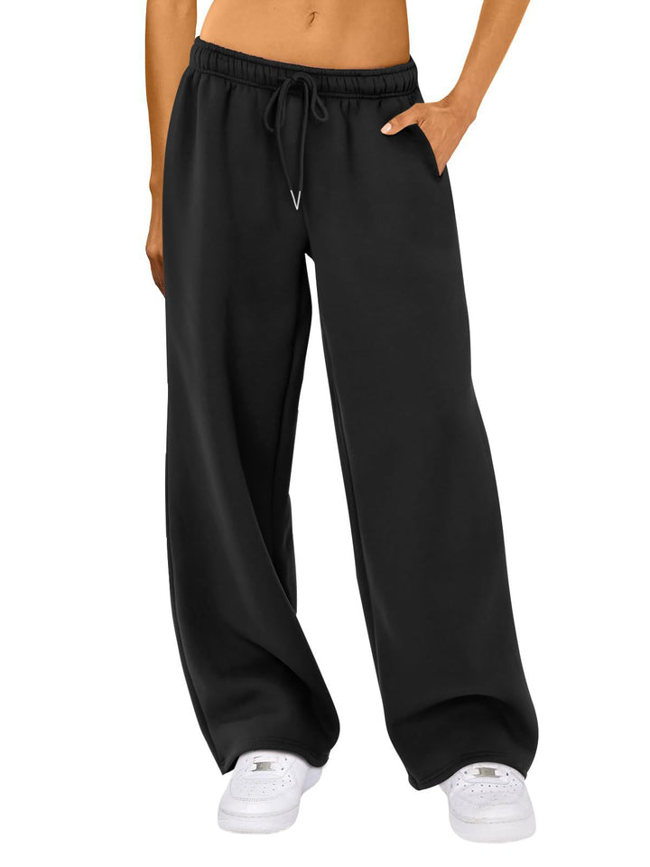 Damen relaxed-fit Wide‑Leg Sweatpants mit hohem Komfortbund Kordelzug und nahtverdeckten Eingrifftaschen – Avélisse