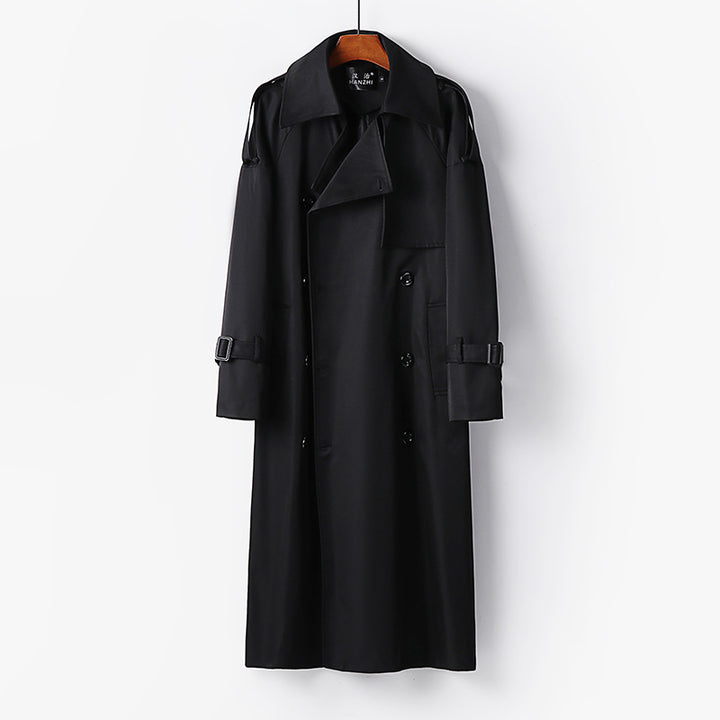Herren Lang geschnittener Trenchcoat mit doppelter Knopfleiste und Sturmklappe Echoarchiv