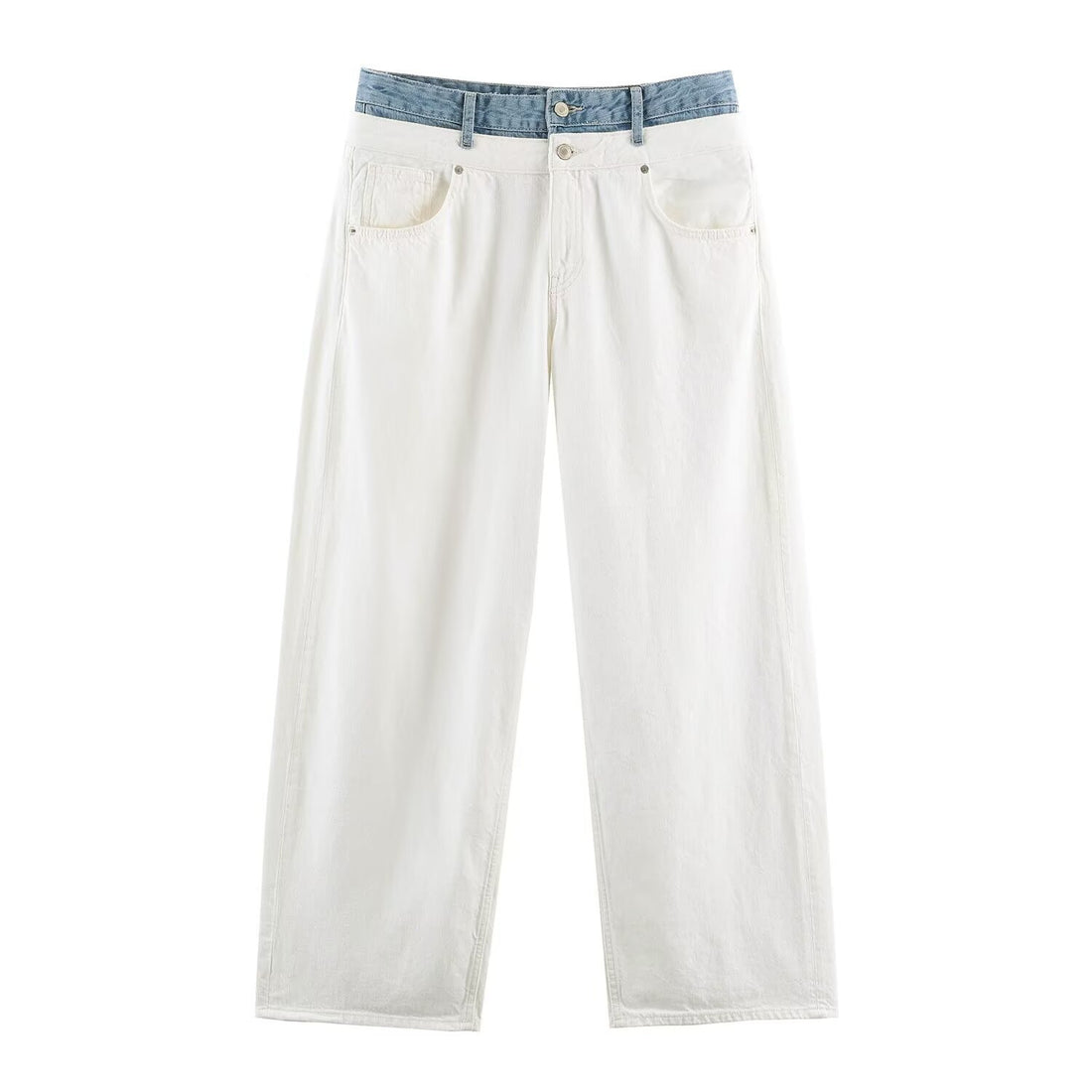 Damen Weite High‑Waist‑Jeans mit Kontrastbund und Fünf‑Taschen‑Design Echo Archiv