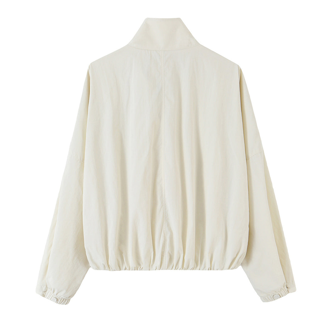 Damen Cropped‑Blousonjacke im minimalistischen Design mit Stehkragen, dekorativer Knopfleiste und elastischem Saumbund Echo Archiv