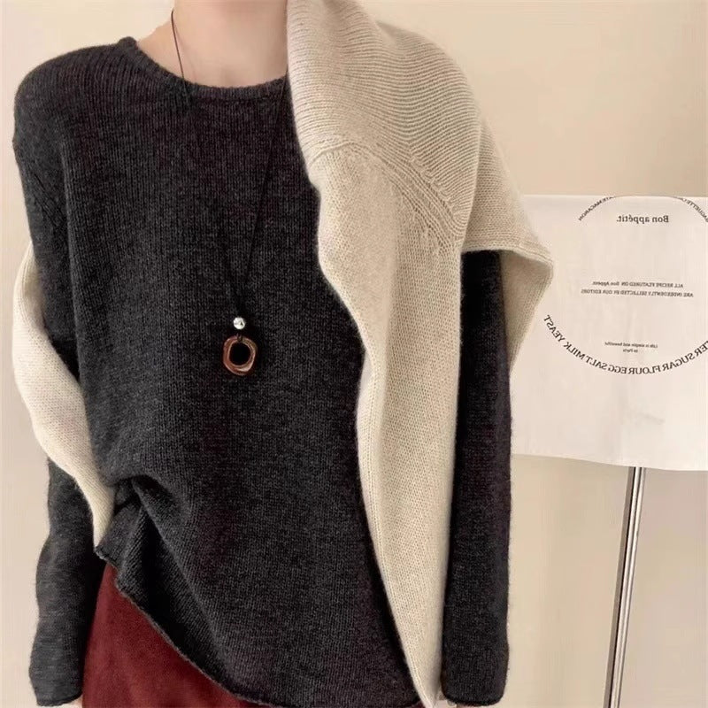 Damen Leichter Oversize-Feinstrickpullover mit Rundhals, dezentem Sheer-Effekt und gerundetem Saum Echoarchiv