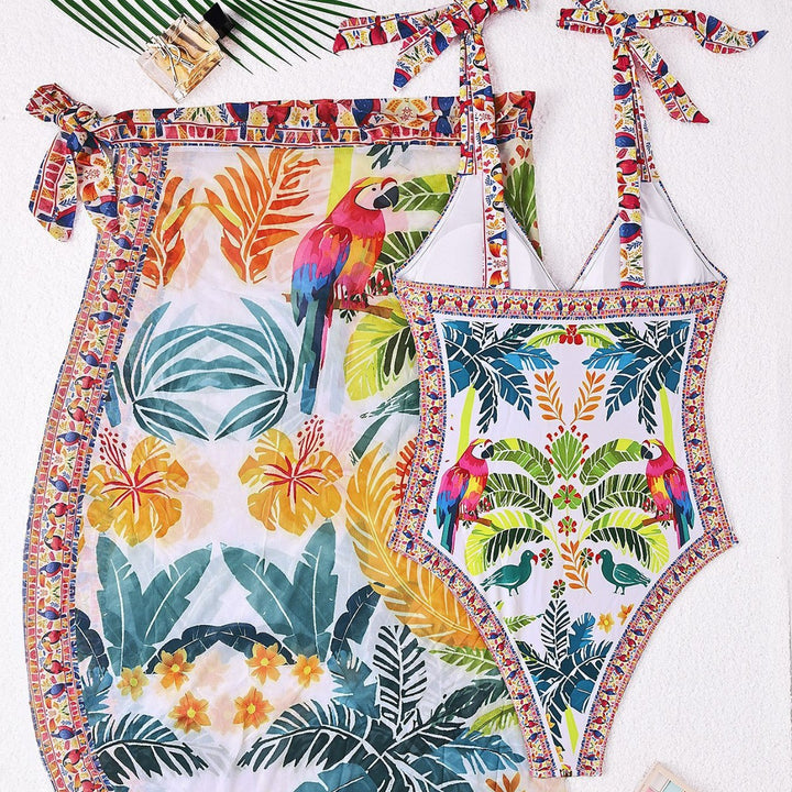 Damen Schwimmkleid mit floralem Design und Überwurf Echo Archiv