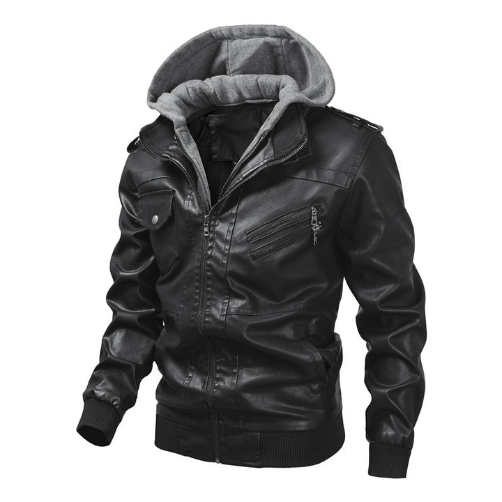 Herren Kunstlederjacke mit Kapuze Echo Archiv