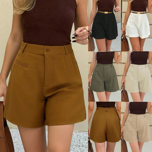 Damen Elegante High‑Waist Culotte‑Shorts mit Bundfalte und Paspeltaschen Echo Archiv