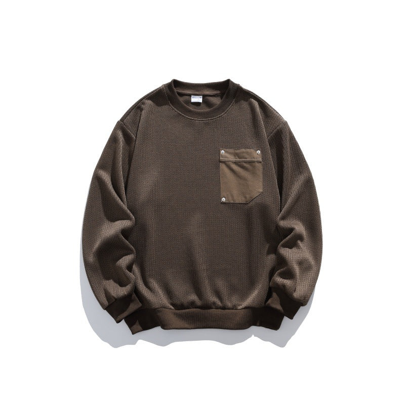 Unisex Waffelstruktur-Sweatshirt mit Brusttasche und elastischem Saum Echoarchiv