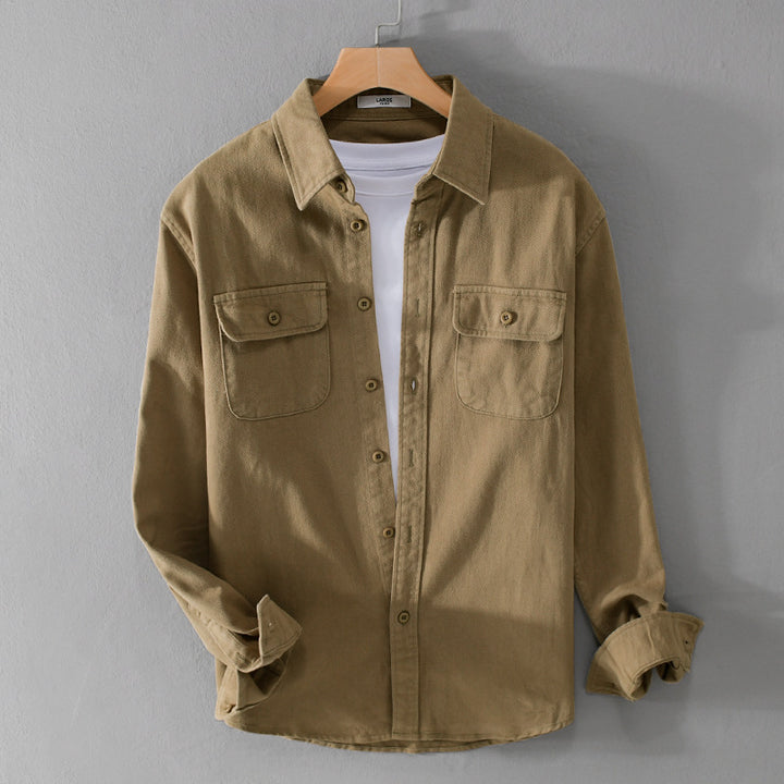 Herren Leichtes Baumwoll-Twill-Overshirt mit Brustklappen und Relaxed-Fit Echoarchiv