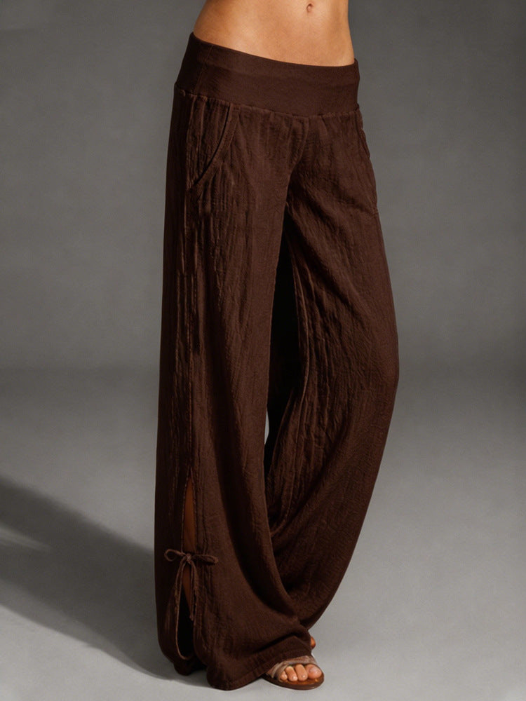 Damen Leichte Leinenhose mit weitem Bein und elastischem Bund – Avélisse