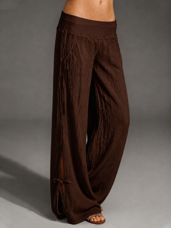 Damen Leichte Leinenhose mit weitem Bein und elastischem Bund – Avélisse