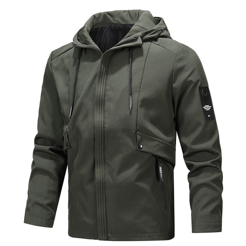 Herren Urbaner Softshell-Blouson mit Kapuzenkragen, winddichter Membran und Druckknopf-Taschenelementen Echoarchiv