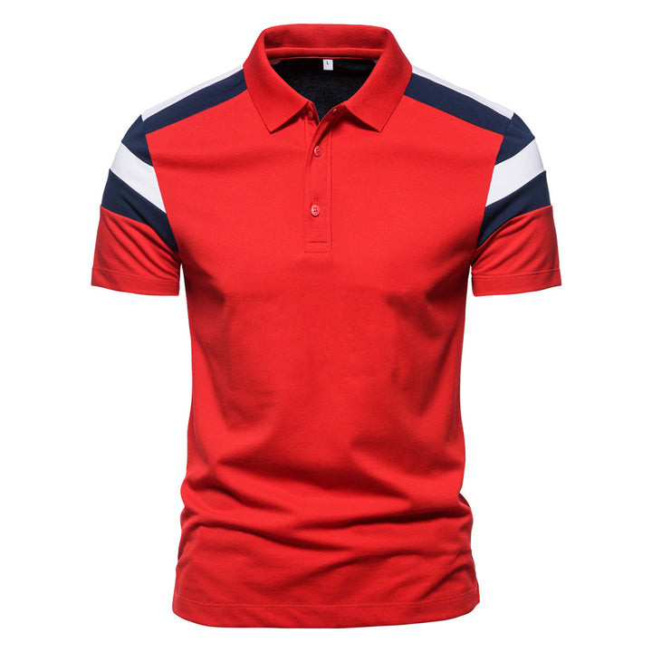 Herren Poloshirt mit modernem Farbblockdesign und atmungsaktiver Baumwollmischung Echoarchiv