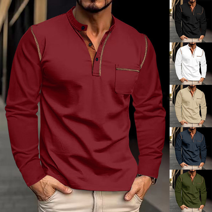 Herren Langarmshirt mit eleganten Kontrastdetails Echoarchiv