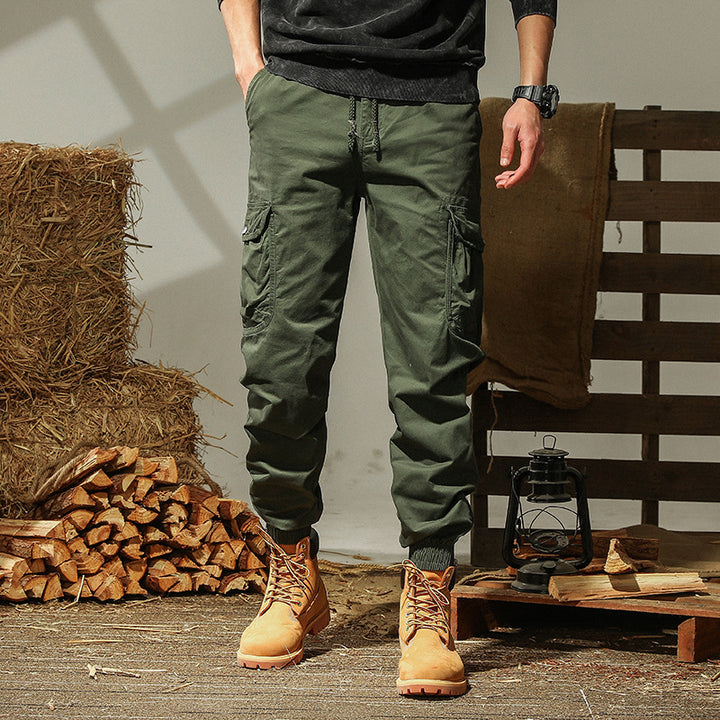 Herren Cargo-Joggerhose mit elastischem Saum, multifunktionalen Cargotaschen und robustem Canvas – Bravaro