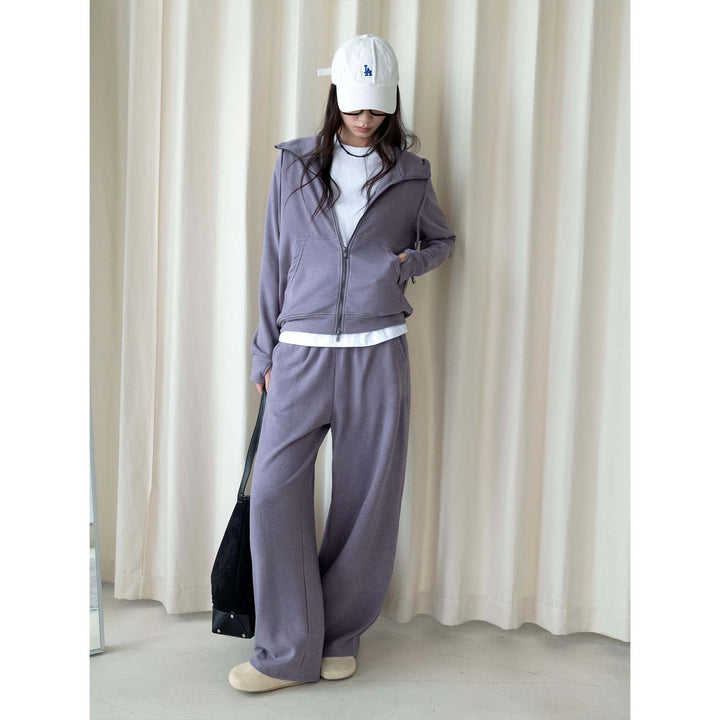 Damen Zip-Kapuzen-Sweatset mit weitem Lounge-Hose-Schnitt Echoarchiv