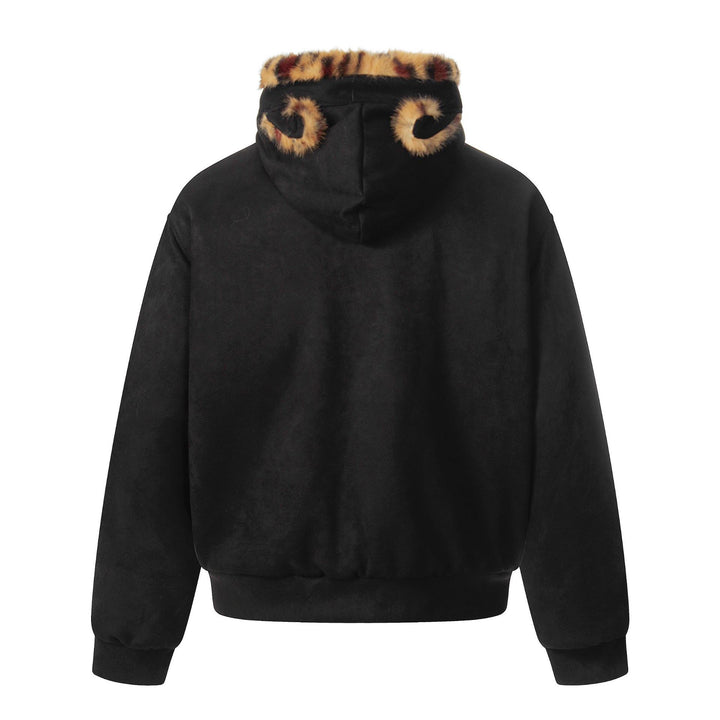 Damen Kuscheliger Samt‑Bomber mit leo‑gefüttertem Kragen und elastischem Saum Echoarchiv