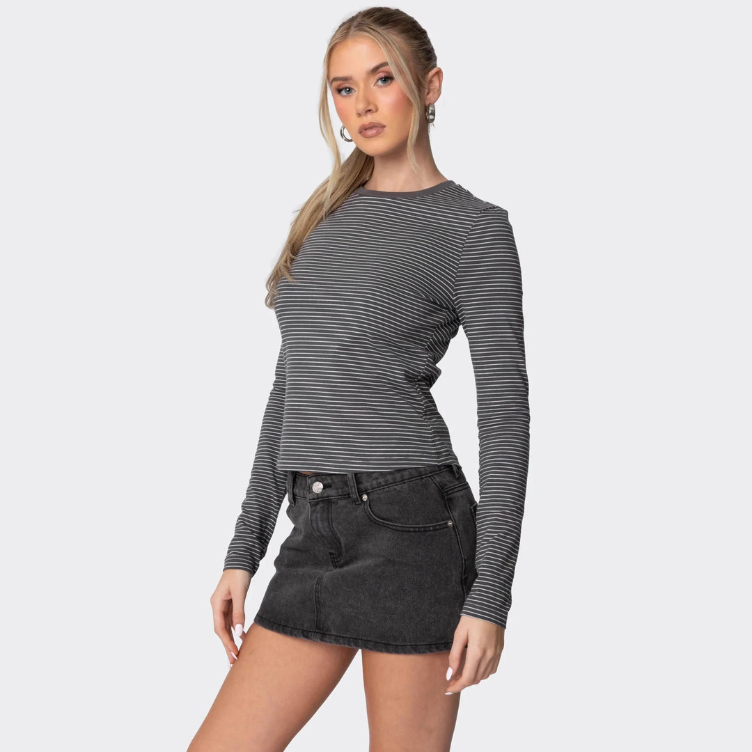 Damen Langarmshirt mit bequemen Schnitt und feinen Streifen Echo Archiv