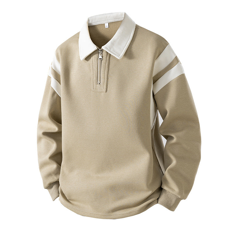 Herren Retro-Sportliches Rugby-Pulli mit halbhohem Reißverschluss und kontrastierendem Hemdkragen Echo Archiv