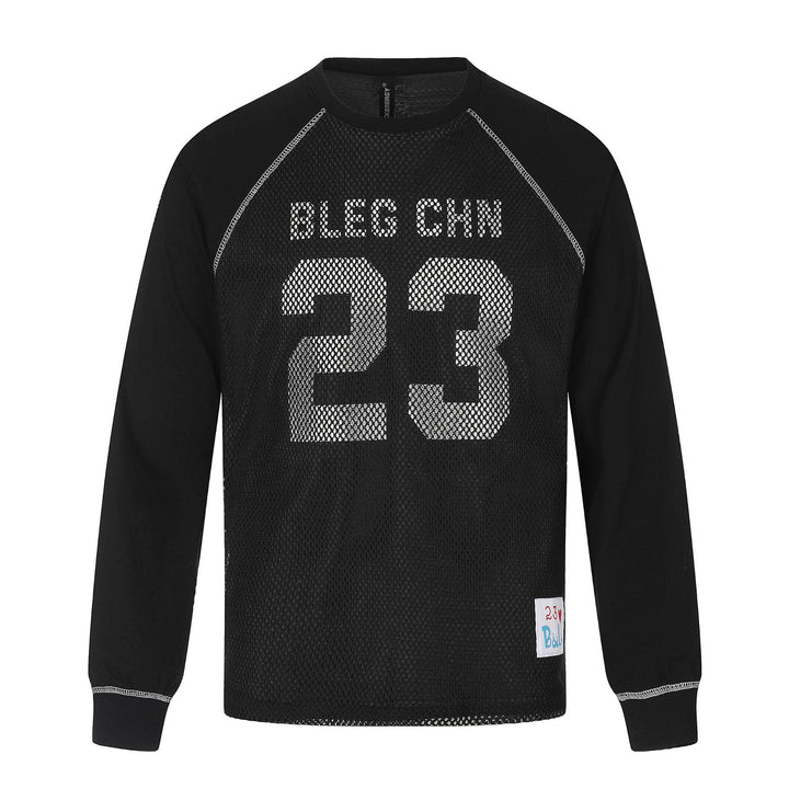 Herren Sportives Mesh-Layer Rundhals‑Sweatshirt mit Raglanärmeln und Front‑Print Echoarchiv