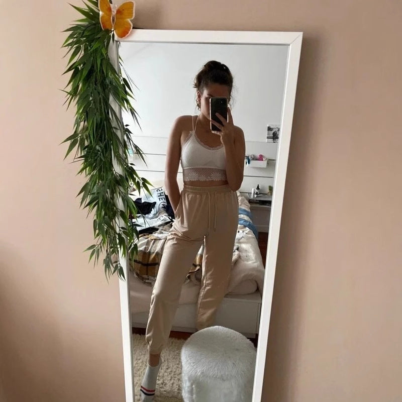 Damen nan relaxed Highwaist-Jogginghose mit elastischem Bund, Kordelzug und gerippten Saumbündchen Echo Archiv
