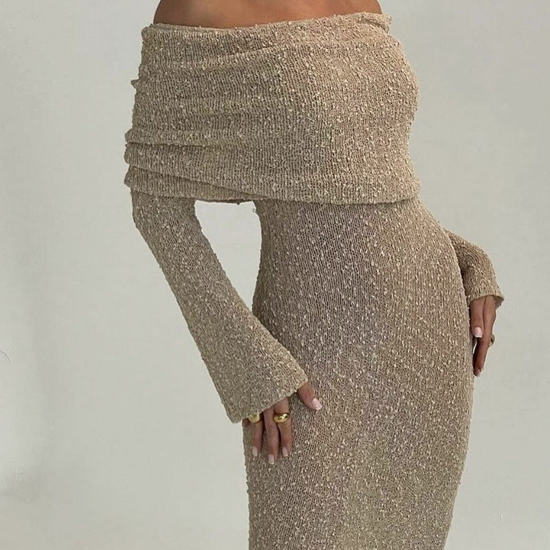 Damen Off-Shoulder Strickkleid mit langen Ärmeln und eleganter Silhouette Echo Archiv