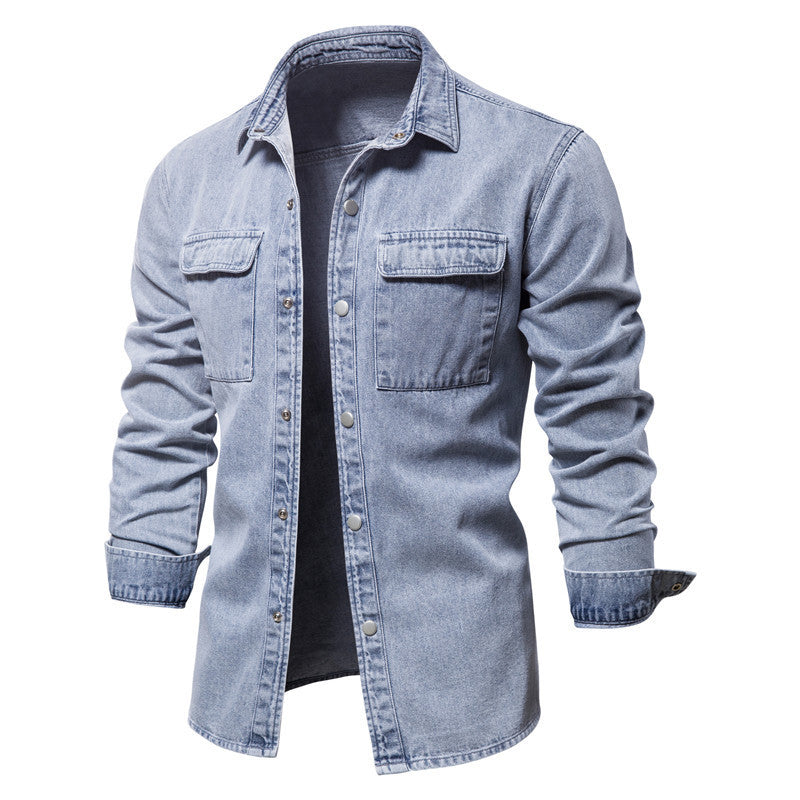 Herren nan lässiges Jeans-Overshirt mit Druckknopfleiste, aufgesetzten Brusttaschen und klassischem Hemdkragen Echo Archiv