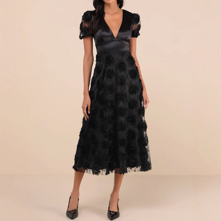 Damen Elegantes Maxikleid mit floralem Spitzenbesatz Echo Archiv