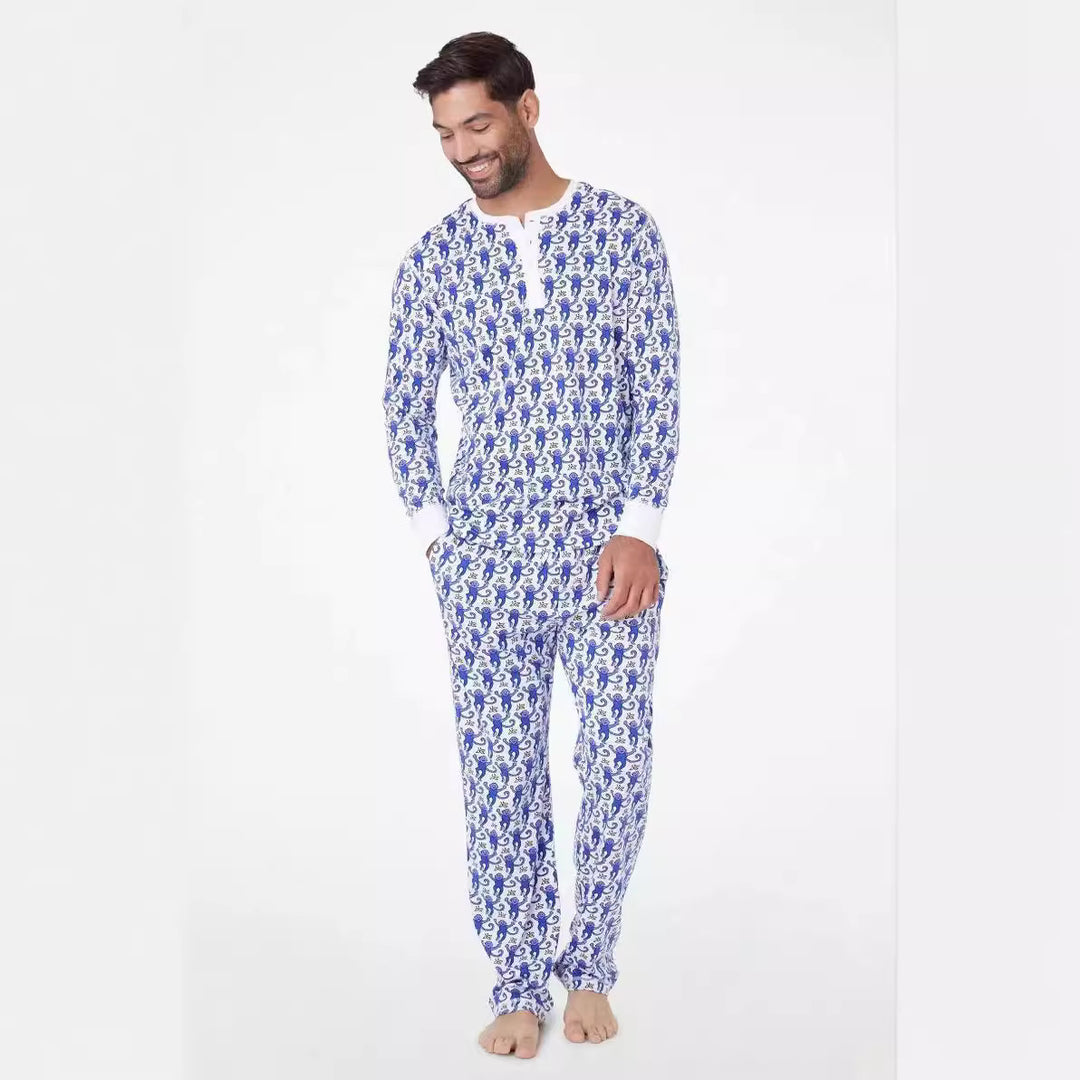 Herren Schlafanzug-Set mit frohem Muster und praktischen Taschen Echoarchiv