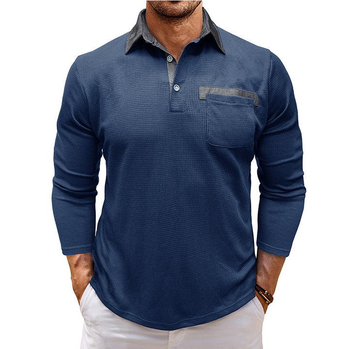 Herren Langarm Poloshirt mit strukturiertem Design Echoarchiv