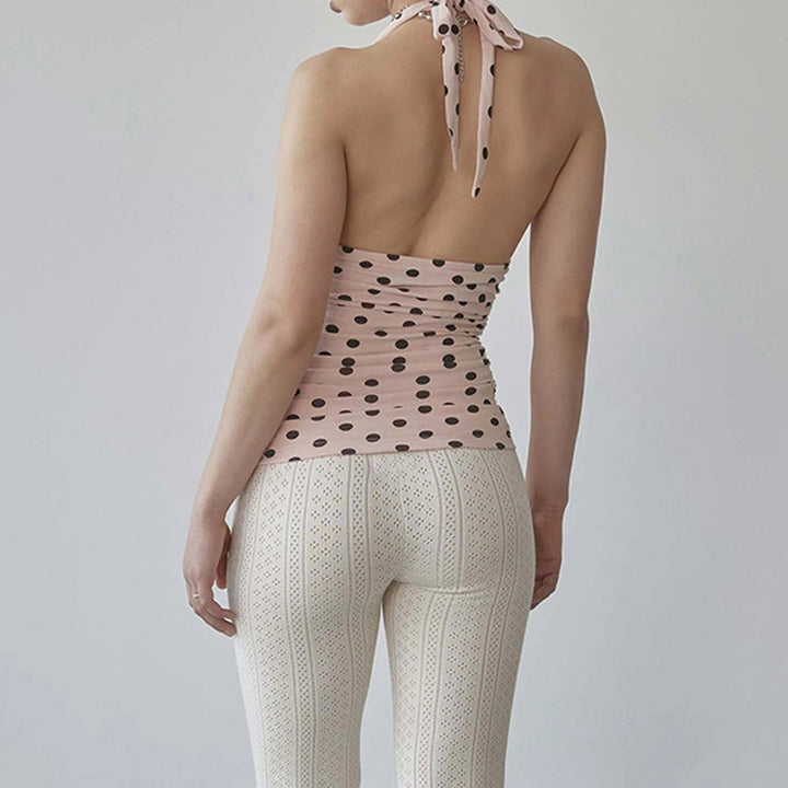 Damen Spaghetti-Trägertop mit Rüschen und verspieltem Punkte-Design Echo Archiv