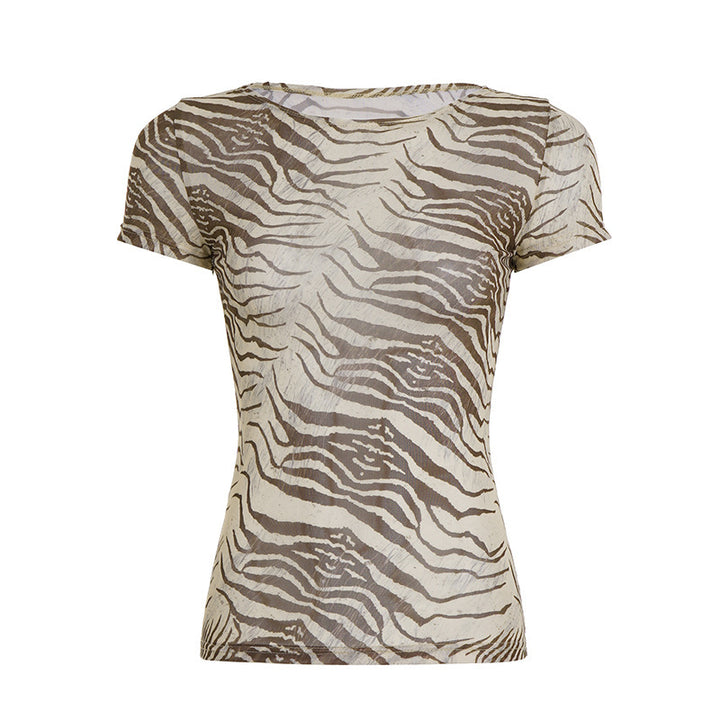 Damen T-Shirt mit tierischem Muster und elastischem Schnitt Echo Archiv