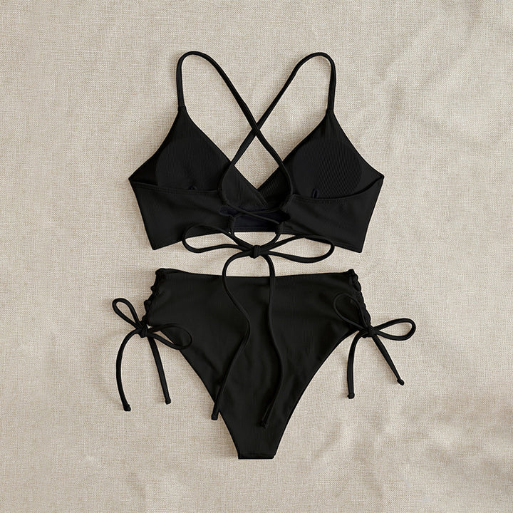Damen Hochtaillierter Bikini mit verstellbaren Schnürdetails Echo Archiv