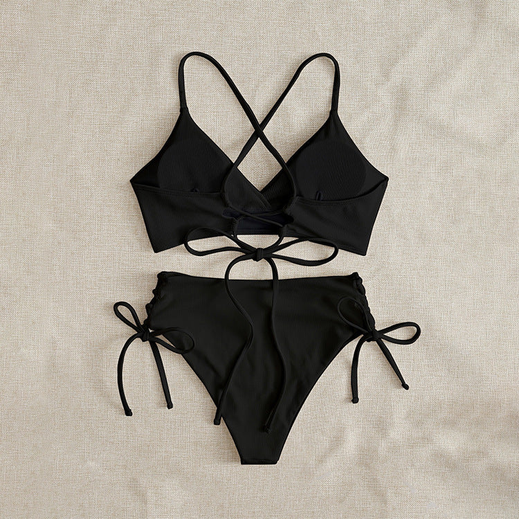 Damen Hochtaillierter Bikini mit verstellbaren Schnürdetails – Maréssa