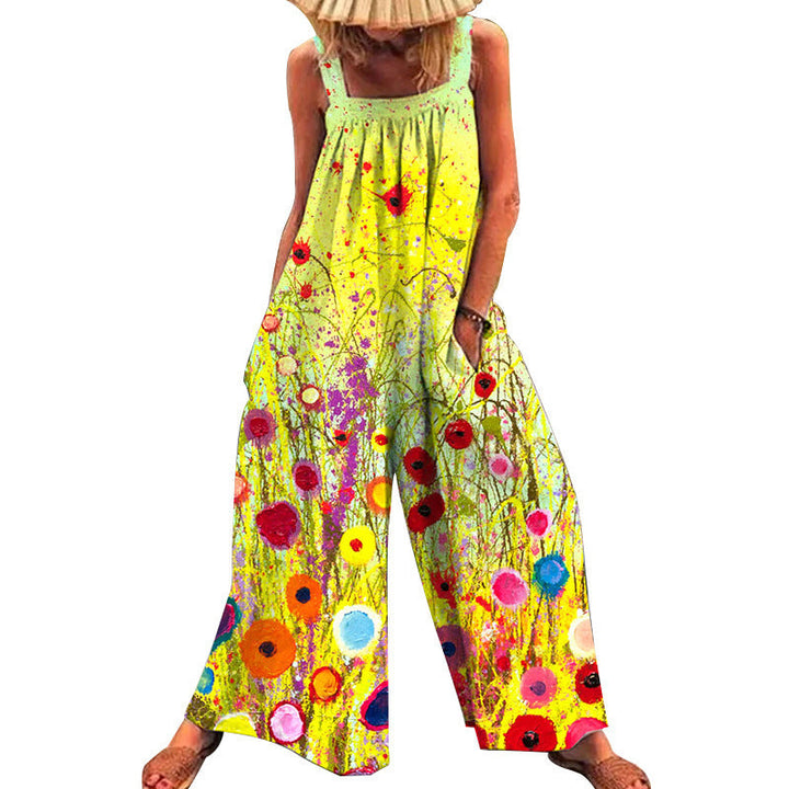 Damen lässiger Jumpsuit mit floralem Muster und weitem Schnitt Echoarchiv