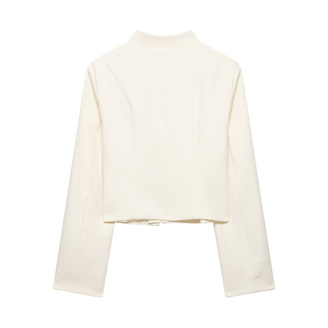 Damen Kurze Blazerjacke mit Stehkragen und Knotenverschlüssen Echo Archiv