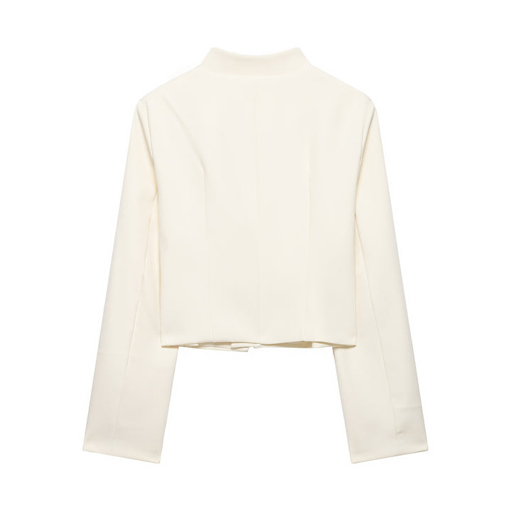 Damen Kurze Blazerjacke mit Stehkragen und Knotenverschlüssen Echo Archiv