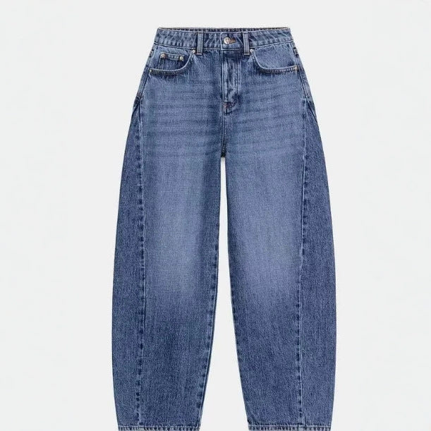 Damen High‑Waist Relaxed‑Fit Mom‑Jeans mit weitem Bein und 5‑Pocket Echo Archiv