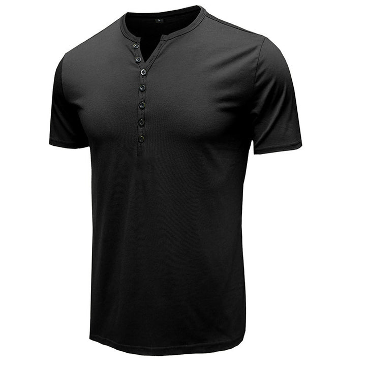 Herren Kurzarm-Hemd mit modischem Henley-Ausschnitt und komfortablem Schnitt Echoarchiv