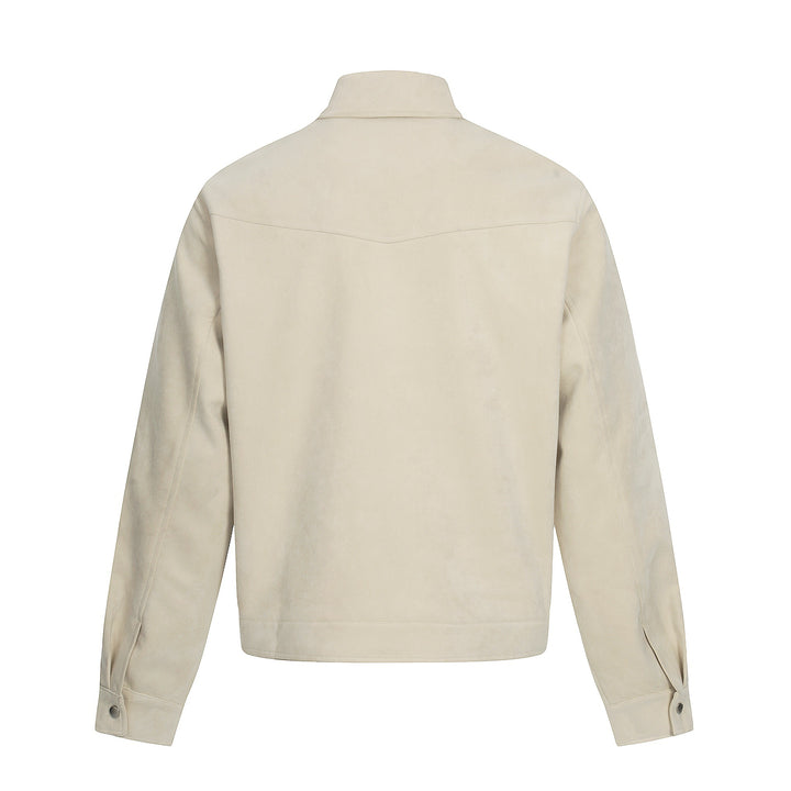 Herren Kurz geschnittener Veloursleder-Blouson mit Stehkragen, Zierstickerei und Knebelverschluss Echoarchiv