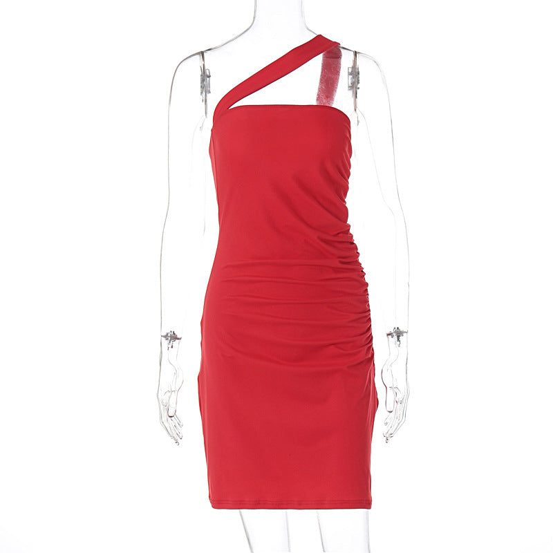 Damen figurbetontes Minikleid mit asymmetrischem Ausschnitt und eleganter Raffung Echo Archiv