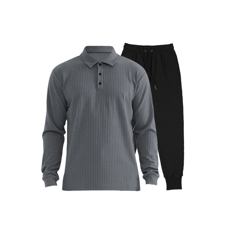 Herren Sportliches Langarm-Polo und Jogginghose Set Echoarchiv