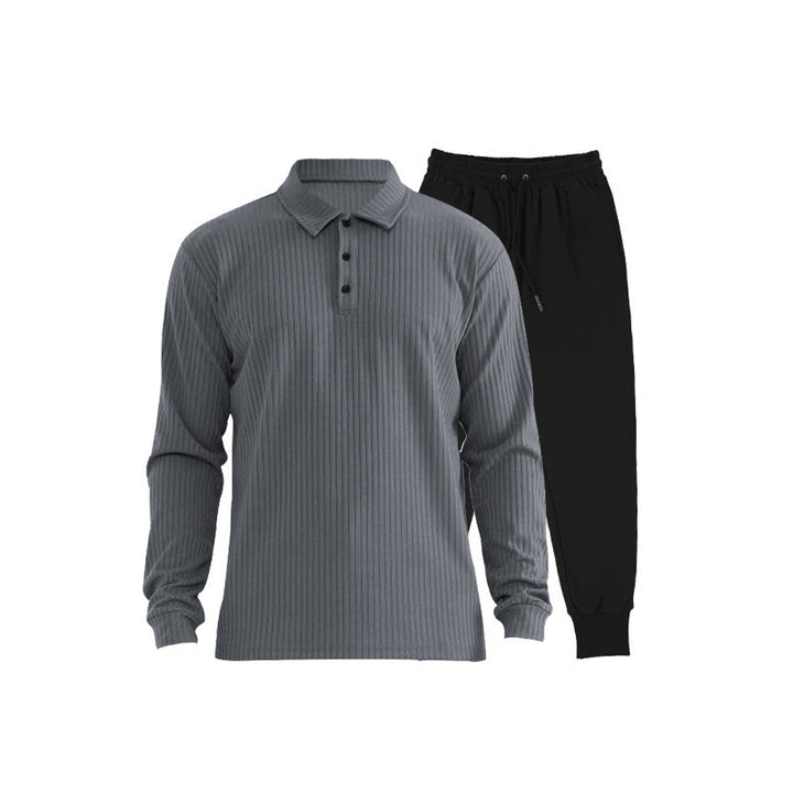 Herren Sportliches Langarm-Polo und Jogginghose Set Echoarchiv
