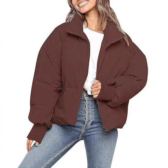 Damen Kurz geschnittene Stepp-Winterjacke mit Stehkragen, Reißverschluss und Rippbündchen Echo Archiv