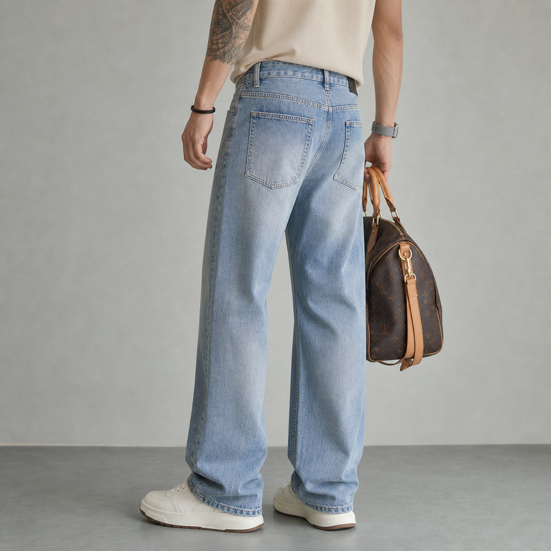 Damen Weite Jeans mit hohem Bund und geradem Bein Echo Archiv