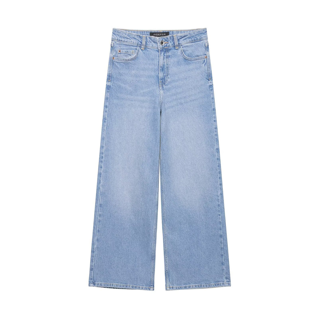 Damen Hochtaillierte weite Denim-Jeans mit klassischem Taschen-Design und geradem Saum Echo Archiv