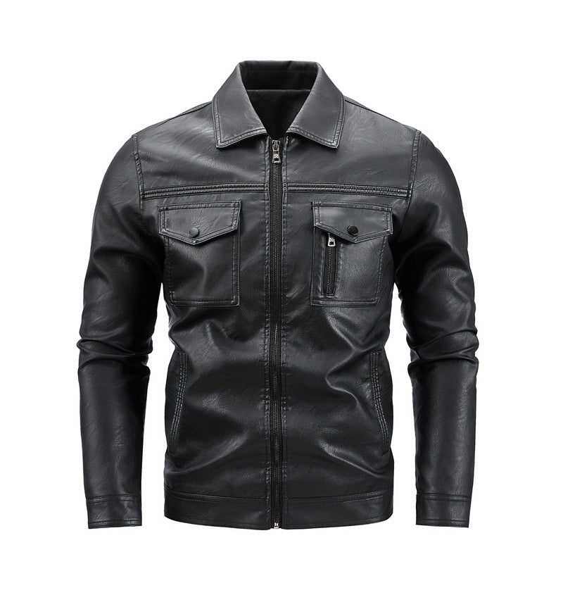 Herren hochwertige Kunstlederjacke mit praktischen Taschen Echoarchiv