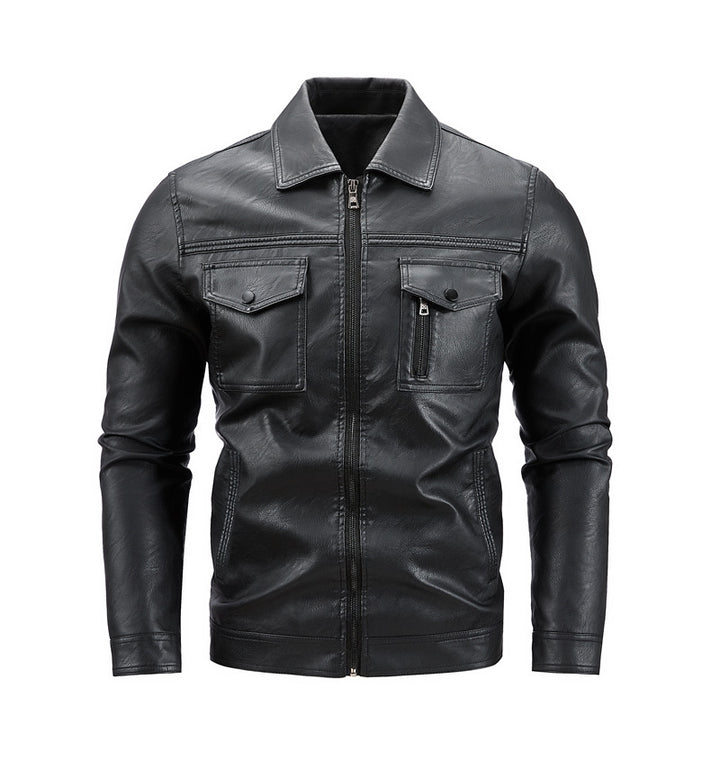 Herren hochwertige Kunstlederjacke mit praktischen Taschen Echoarchiv