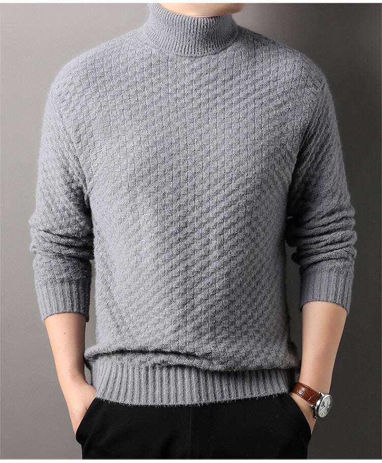 Herren Strickpullover mit hohem Kragen und strukturiertem Design Echoarchiv