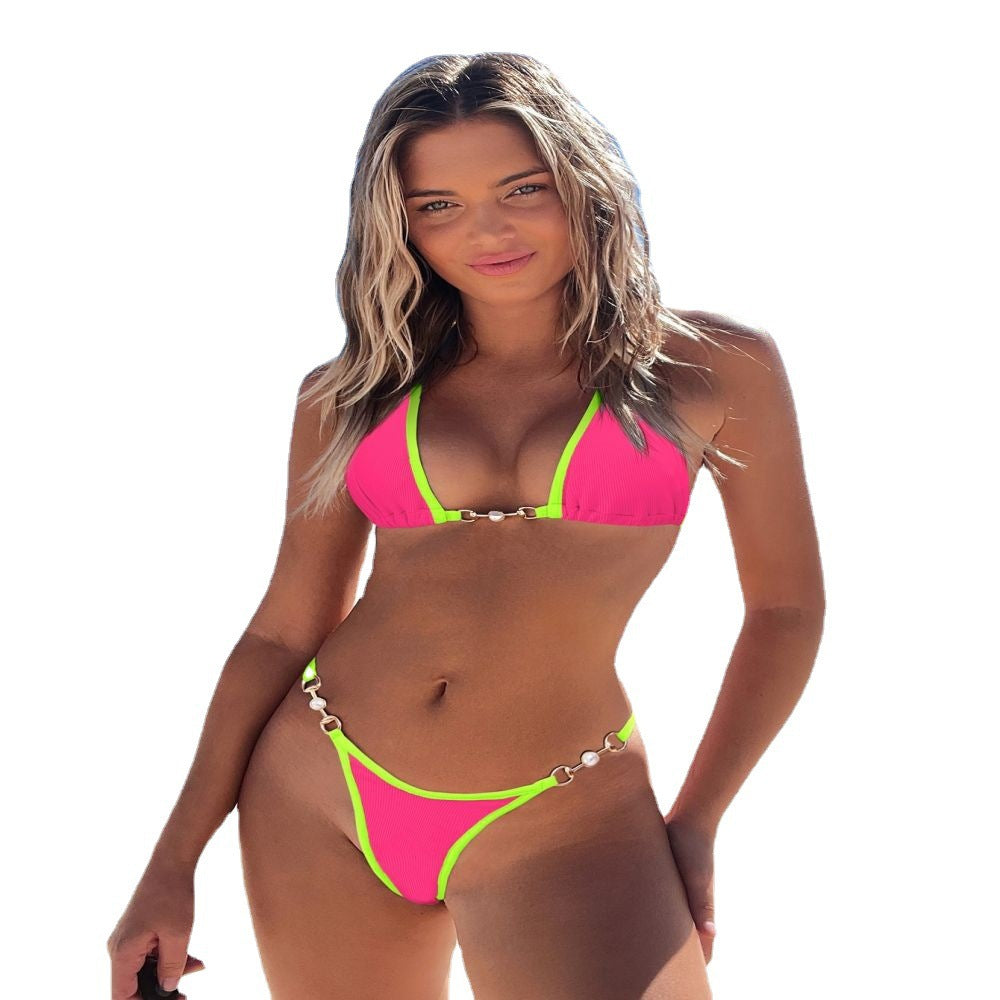 Damen Triangel-Bikini mit modischem Rippdesign und dekorativen Elementen Echo Archiv
