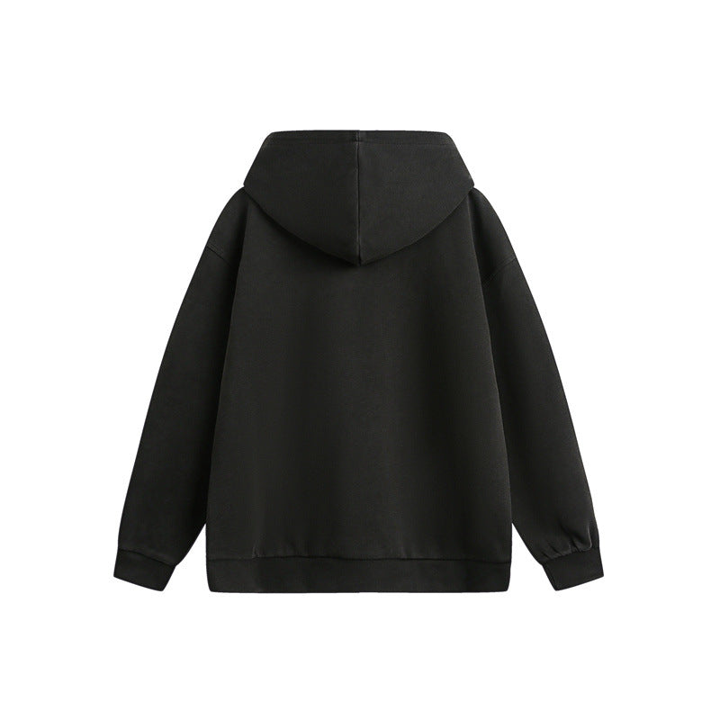 Unisex Oversize-Kapuzenzipjacke mit künstlerischem Schriftprint Echoarchiv